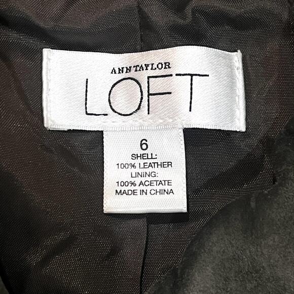 Ann Taylor Loft Jacket Womens 6 Green Suede Button Front Utility Moto - Picture 7 of 7